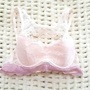 Sz 34A Adore Me bra cream pink underwire